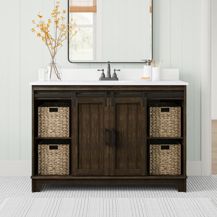 Sand & Stable Braylen Sliding Barn Door 49" Single Bathroom Vanity Set